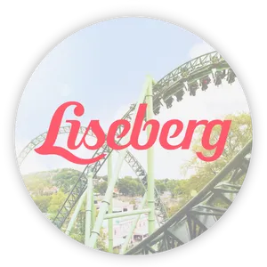 Logga för Liseberg mot en bakgrund av en bergochdalbana