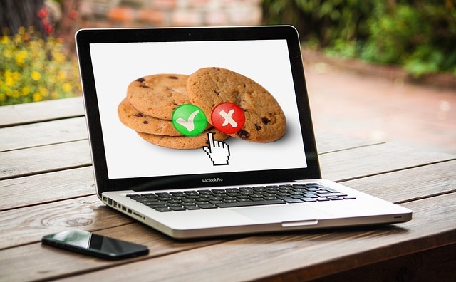 Spårnings-cookies på en dator skärm som går att tacka ja eller nej till